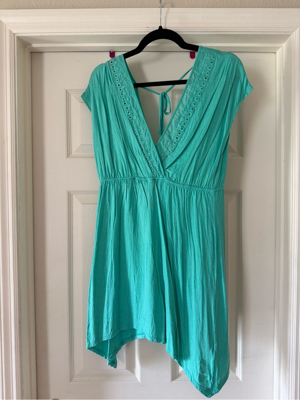 Rip Curl Turquoise V-Neck Short Sleeve Tunic Dress